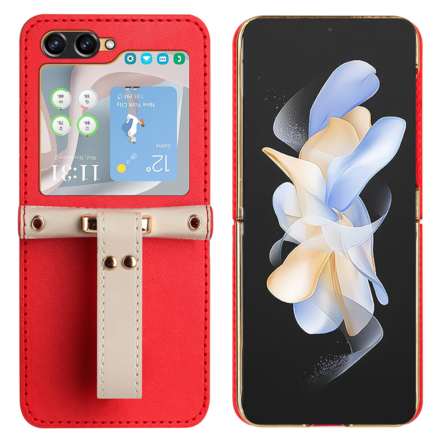 Crossbody Long Lanyard Electroplated Plain Leather Phone Case For Samsung Galaxy Z Flip 6/5/4/3