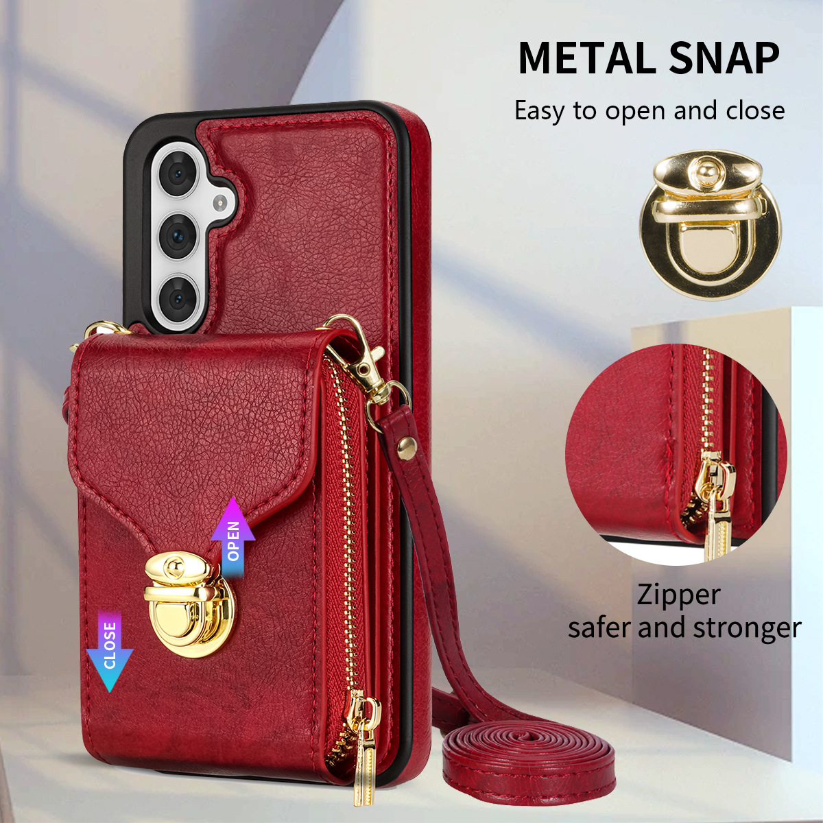 Zipper Multi Cards Slot Crossbody Wallet Case For Samsung Galaxy For A54 5G