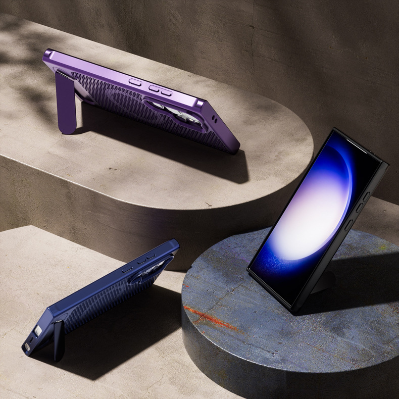 Breathable Thin and Heat Dissipation Magnetic Phone Case with Stand For Samsung Galaxy S24 Ultra