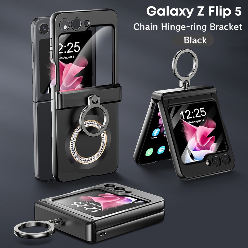 Skin Friendly Glitter Magnetic Wireless Charger Folding Hinge Bracket  Case For Samsung Galaxy Z Flip 5