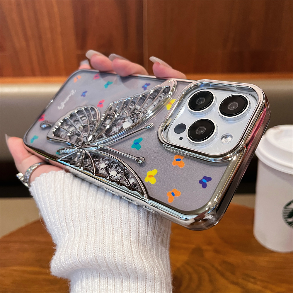 New Style Luxury Electroplate Butterfly Pattern Phone Case for iPhone Series