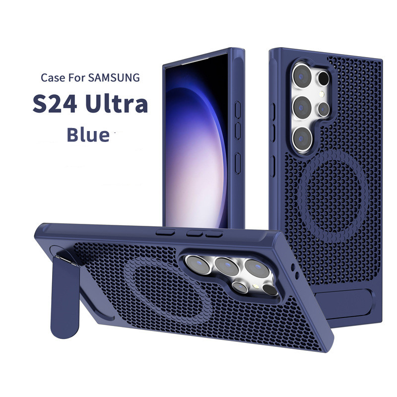 Breathable Thin and Heat Dissipation Magnetic Phone Case with Stand For Samsung Galaxy S24 Ultra