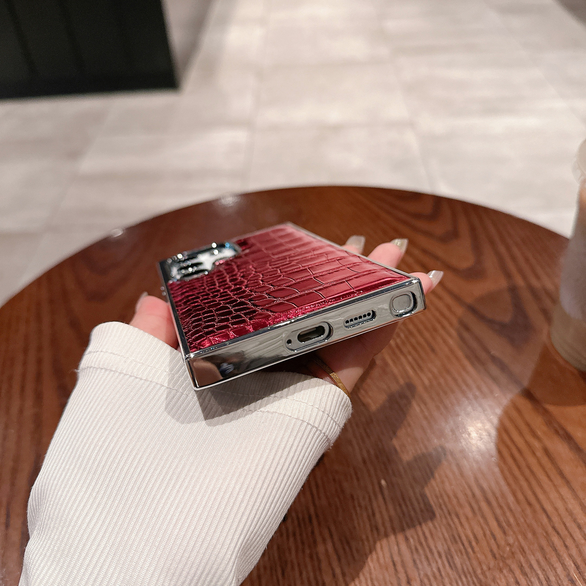 Plating Gradient Crocodile Pattern Leather Laser Case For Samsung Galaxy S24 Ultra S23 Plus S22