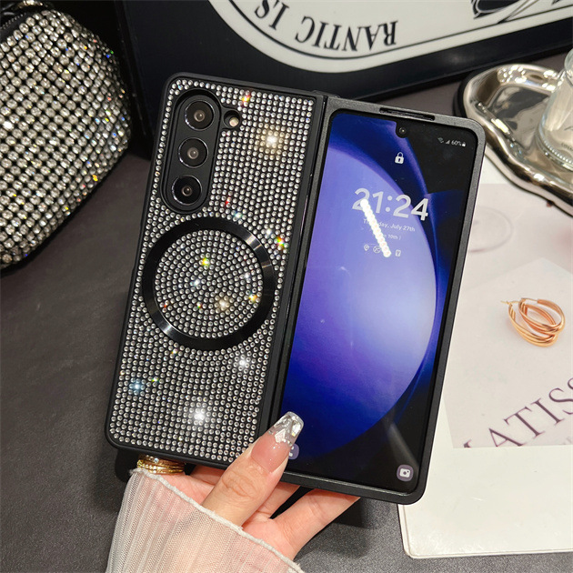 Luxury Magnetic Wireless Charger Glitter Diamond Gradient Case For Samsung Galaxy Z Fold Series