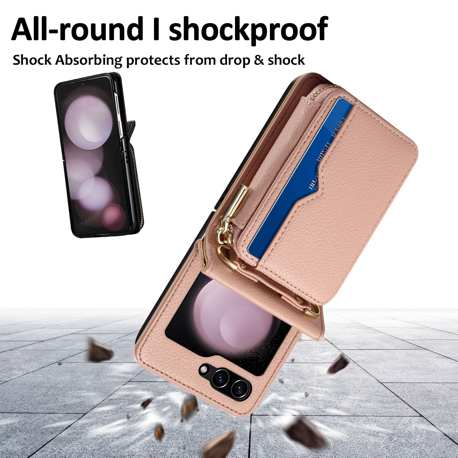 Crossbody Zipper Cards Solt Wallet Leather Case For Samsung Galaxy Z Flip 6 5 4 3
