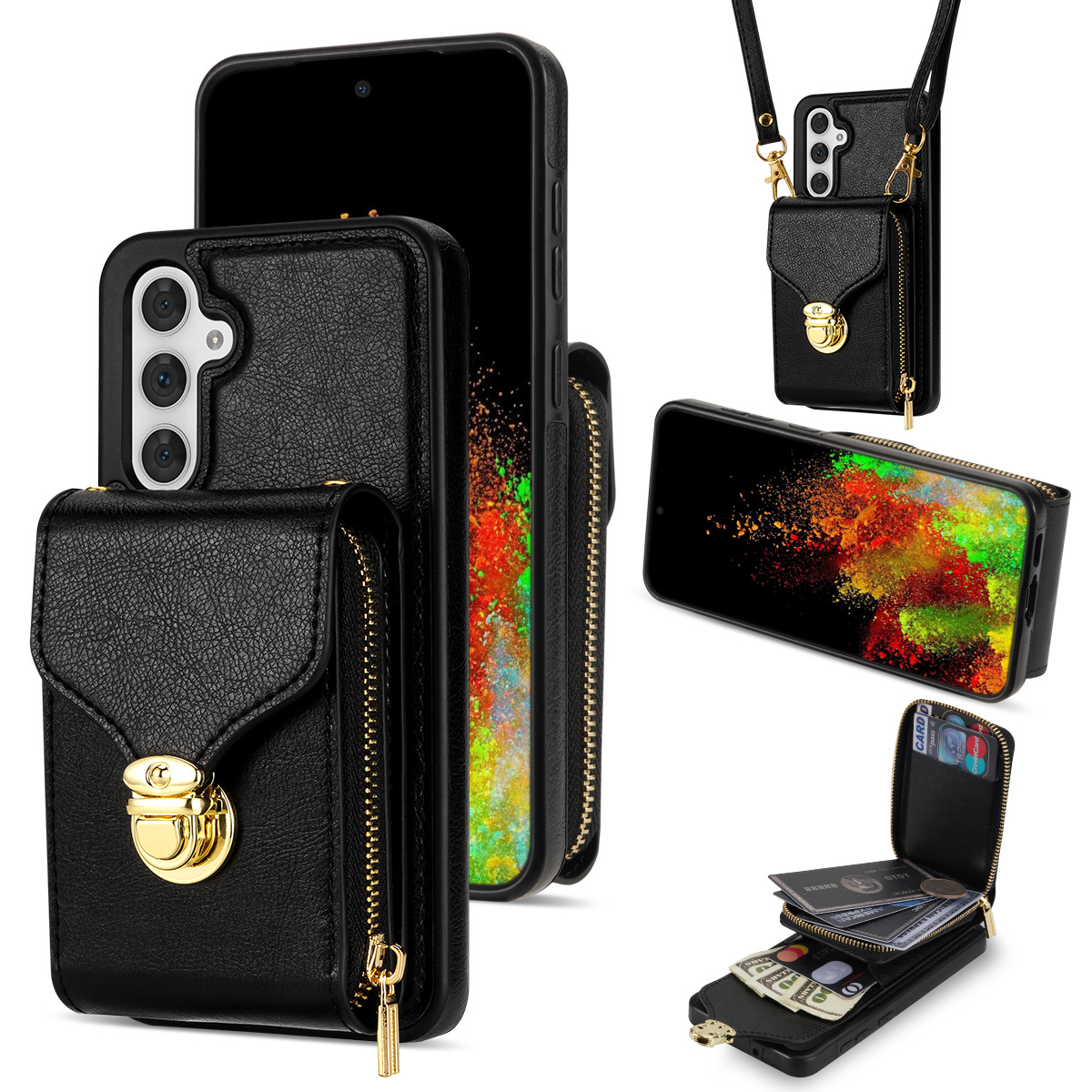 Zipper Multi Cards Slot Crossbody Wallet Case For Samsung Galaxy For A54 5G