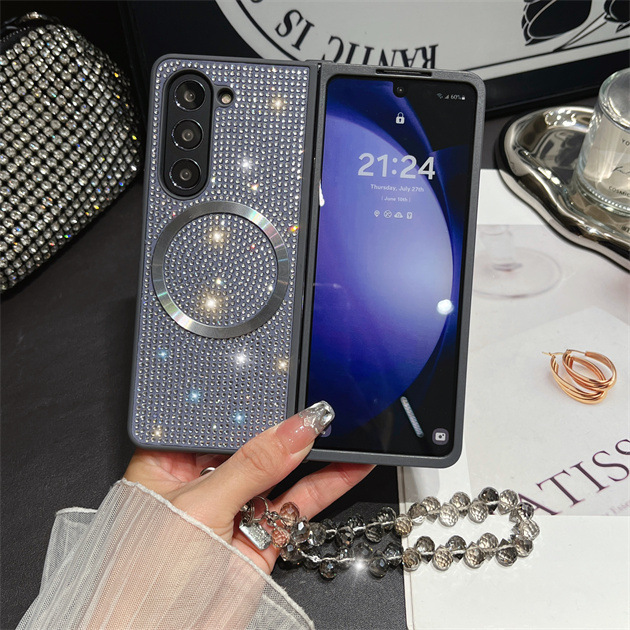 Luxury Magnetic Wireless Charger Glitter Diamond Gradient Case For Samsung Galaxy Z Fold Series