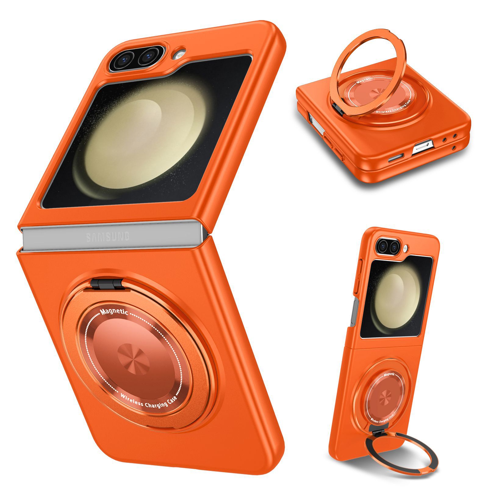 Strong Magnetic 360 Degree Adsorption Rotate Kickstand Case For Samsung Galaxy Z Flip 5 4 3 