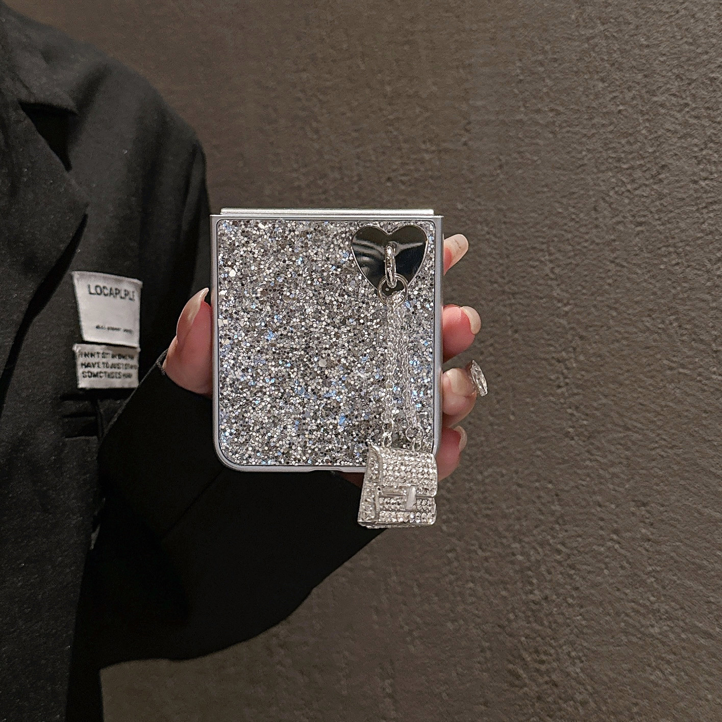 Silver Sparkling Diamond Phone Case For Samsung Galaxy  Z Flip 6 5 4 3