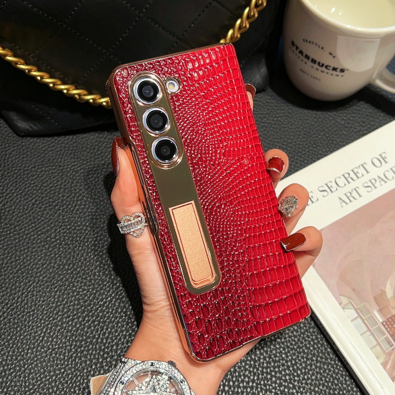 Genuine Leather Phone Case With Tempered Glass For Samsung galaxy Z Fold 5/4/3