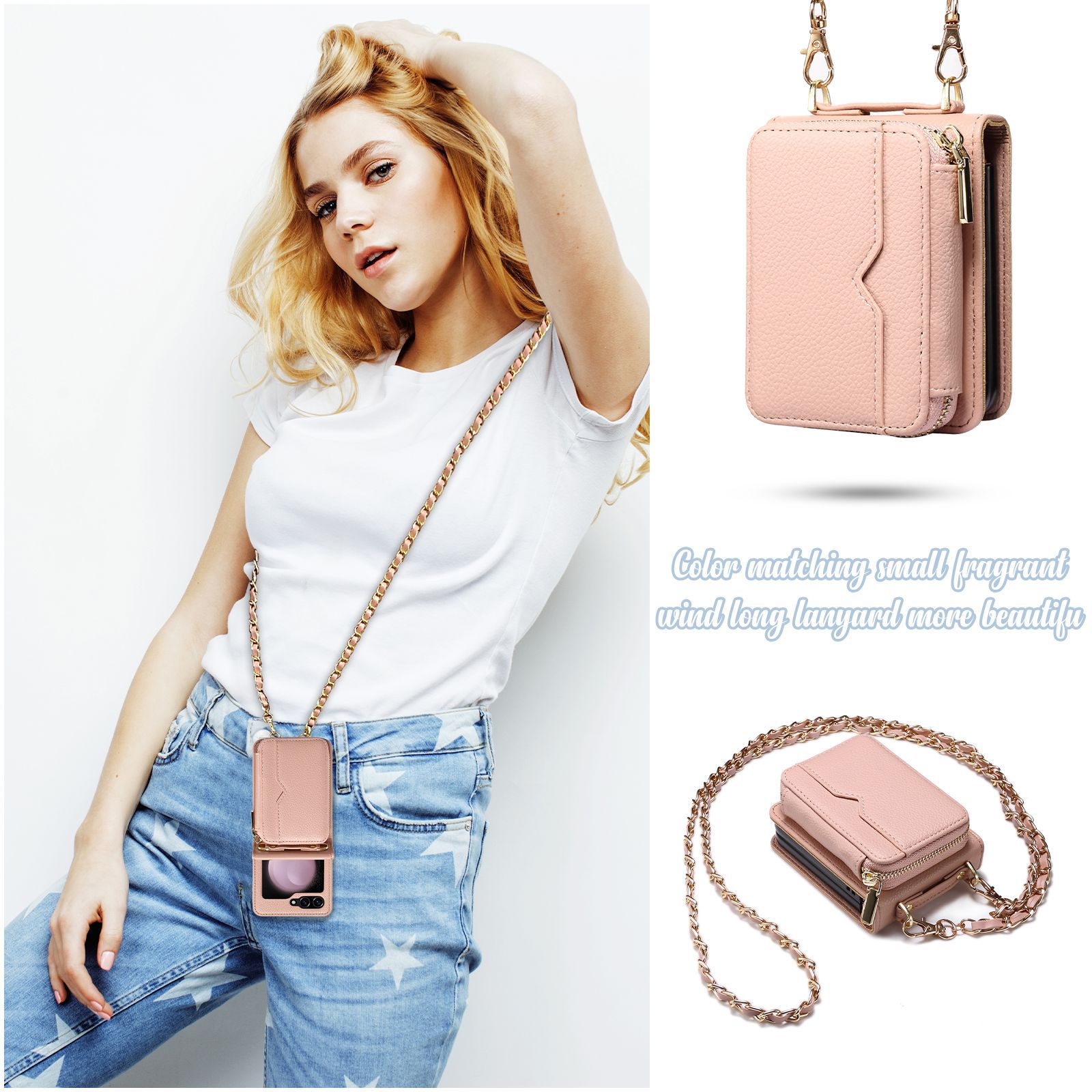 Crossbody Zipper Cards Solt Wallet Leather Case For Samsung Galaxy Z Flip 6 5 4 3