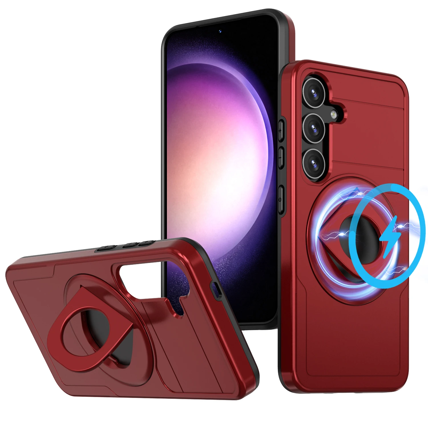 Heavy-duty Magnetic Ring Stand Armored 2-in-1 Case for Samsung Galaxy S23FE