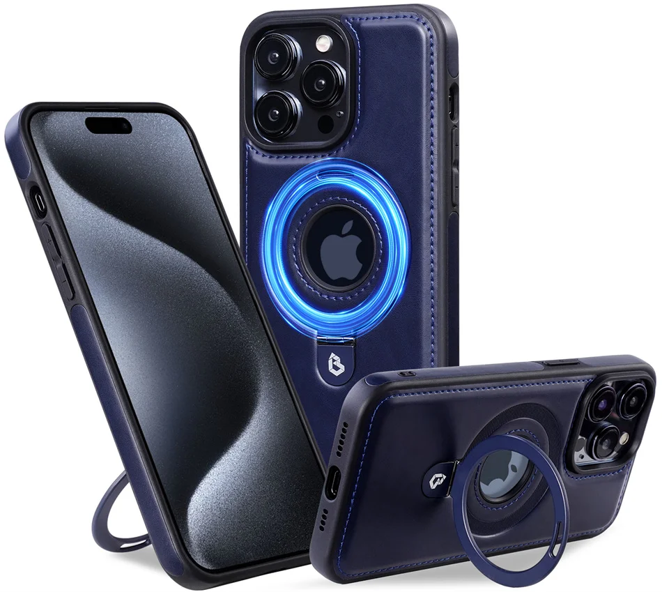 Luxury Magnetic Hidden Stand Ring Wireless Charging For iPhone15 14 13 Series