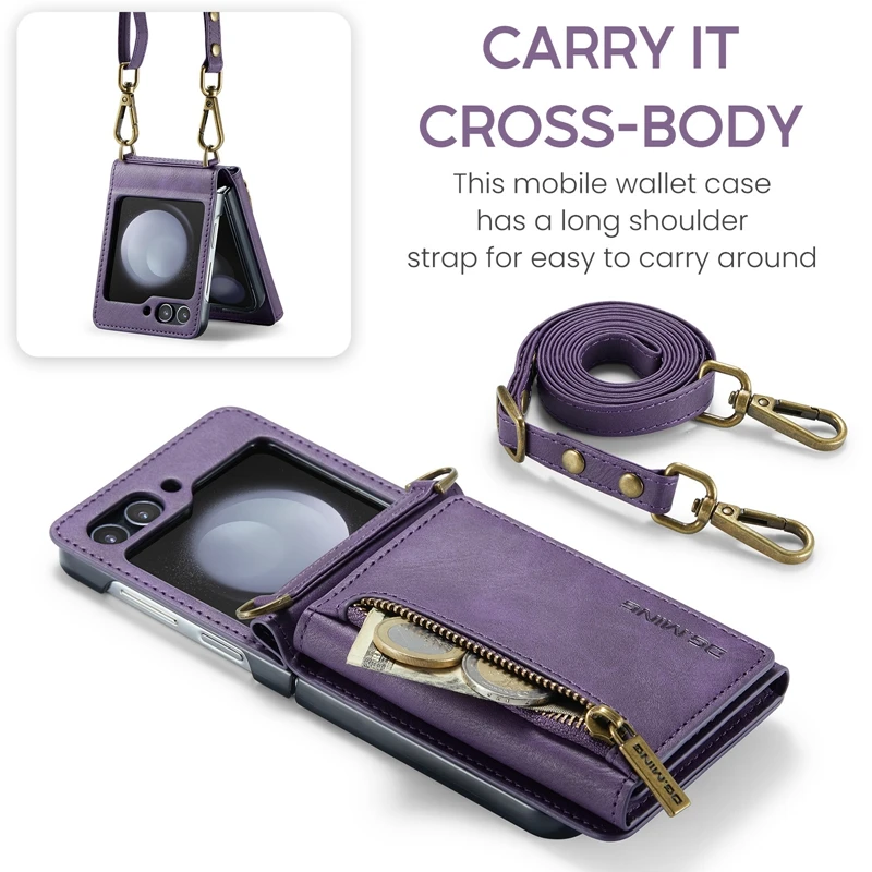 2024 New Crossbody Leather Wallet Phone Case For Samsung Galaxy Z Flip 5 With Card Slot