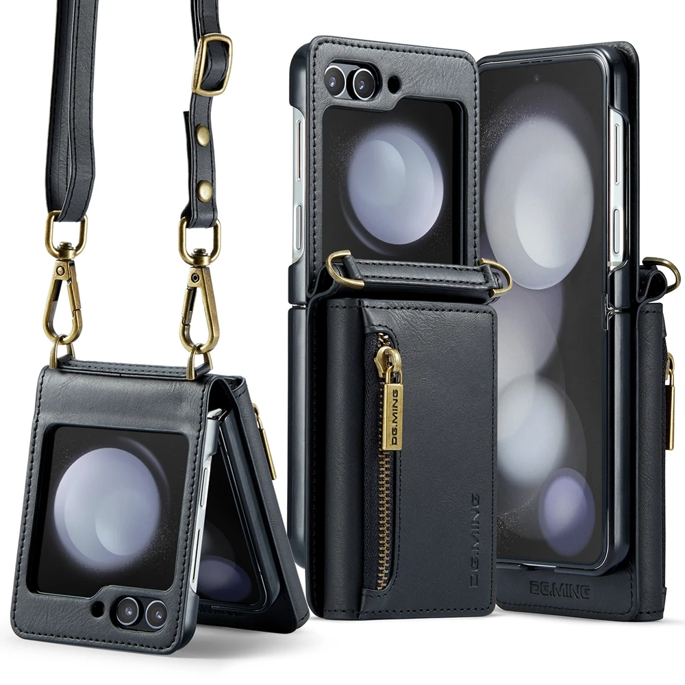 2024 New Crossbody Leather Wallet Phone Case For Samsung Galaxy Z Flip 5 With Card Slot