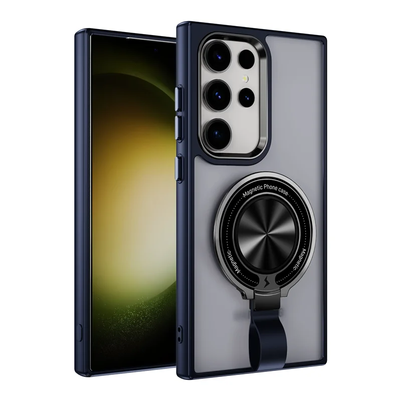 Skin Feel Transparent Finger Holder Strape Case With Magnetic Wireless Charge Support For Samsung Galaxy S24 Ultra Plus