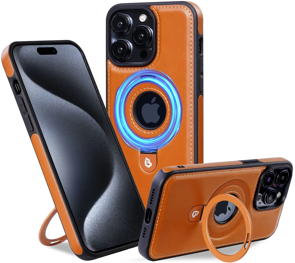 Luxury Magnetic Hidden Stand Ring Wireless Charging For iPhone15 14 13 Series