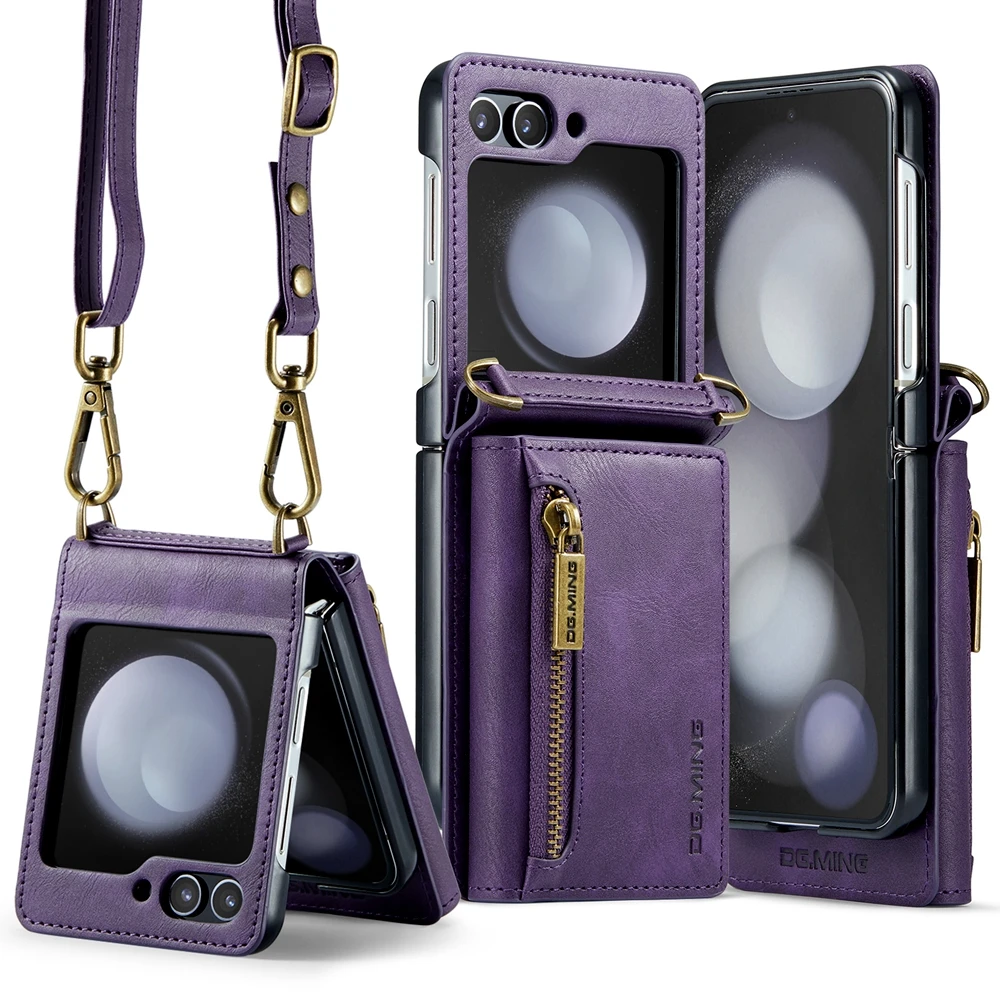 2024 New Crossbody Leather Wallet Phone Case For Samsung Galaxy Z Flip 5 With Card Slot