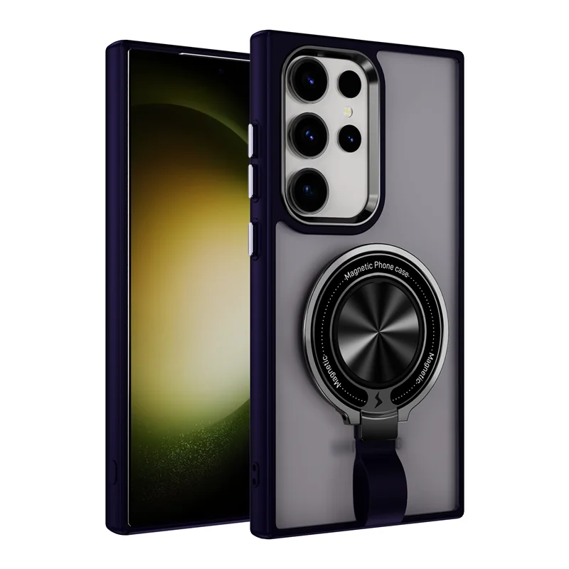 Skin Feel Transparent Finger Holder Strape Case With Magnetic Wireless Charge Support For Samsung Galaxy S24 Ultra Plus
