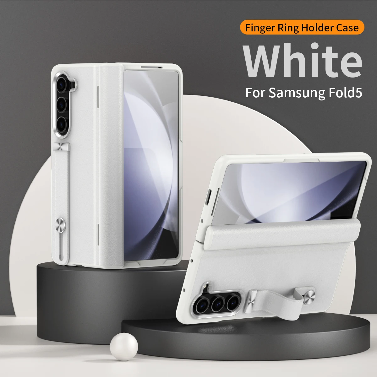 Luxury Leather 3D Wristband Hinged Protective Case With Screen Protector For Samsung Galaxy Z Fold 5/4/3