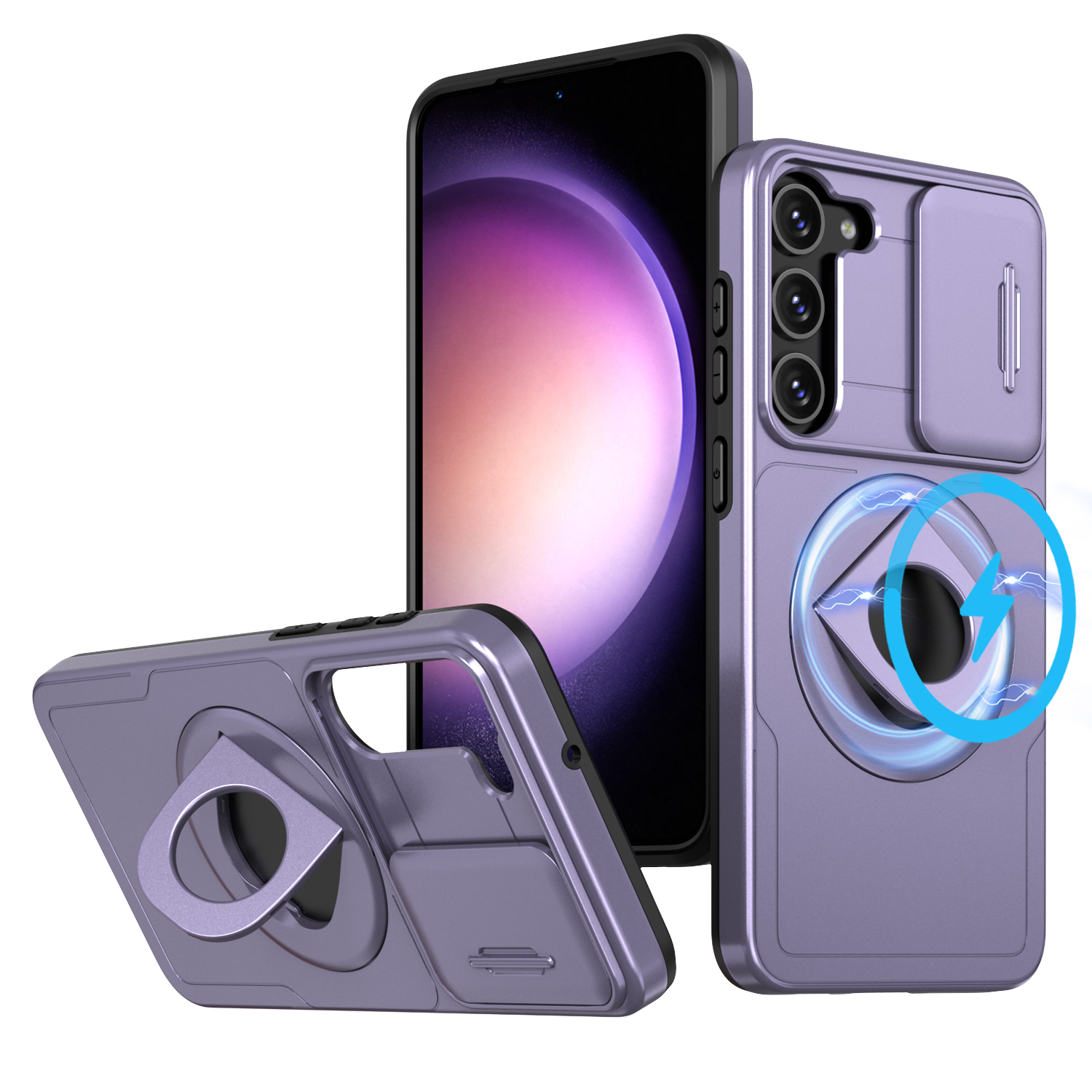 Heavy-duty Magnetic Ring Stand Armored 2-in-1 Case for Samsung Galaxy S23FE