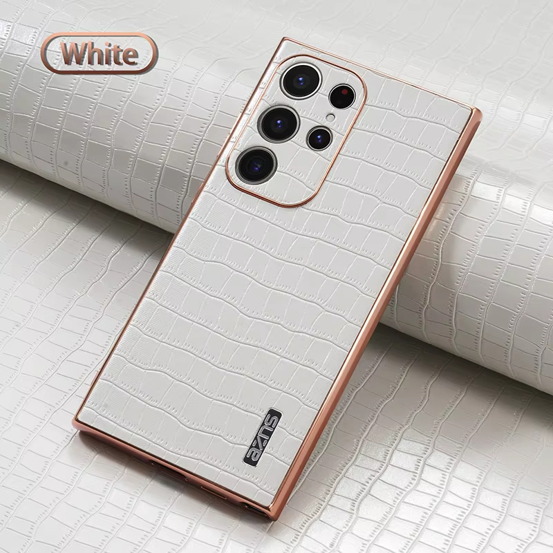 Crocodile Pattern PU Leather Skin Phone Case For Samsung Galaxy S22 S23 S24 Series