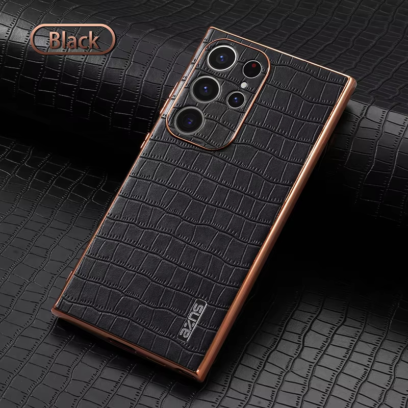 Crocodile Pattern PU Leather Skin Phone Case For Samsung Galaxy S22 S23 S24 Series