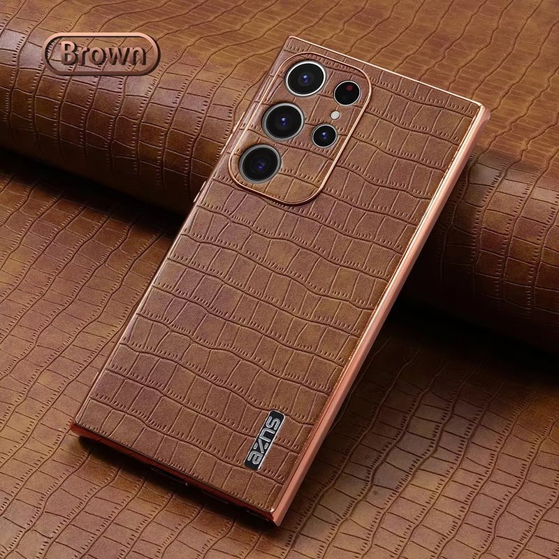 Crocodile Pattern PU Leather Skin Phone Case For Samsung Galaxy S22 S23 S24 Series