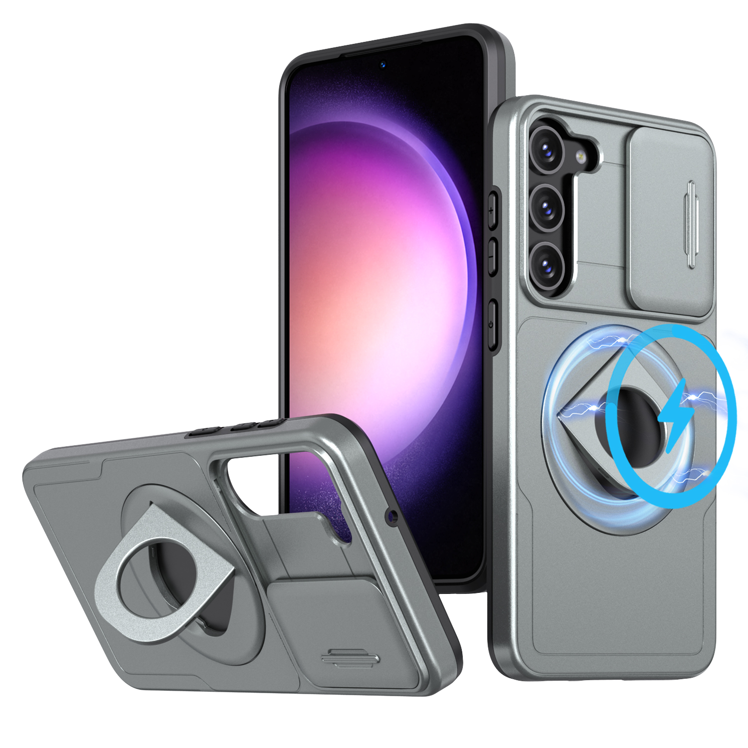 Heavy-duty Magnetic Ring Stand Armored 2-in-1 Case for Samsung Galaxy S23FE