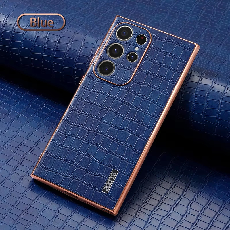 Crocodile Pattern PU Leather Skin Phone Case For Samsung Galaxy S22 S23 S24 Series
