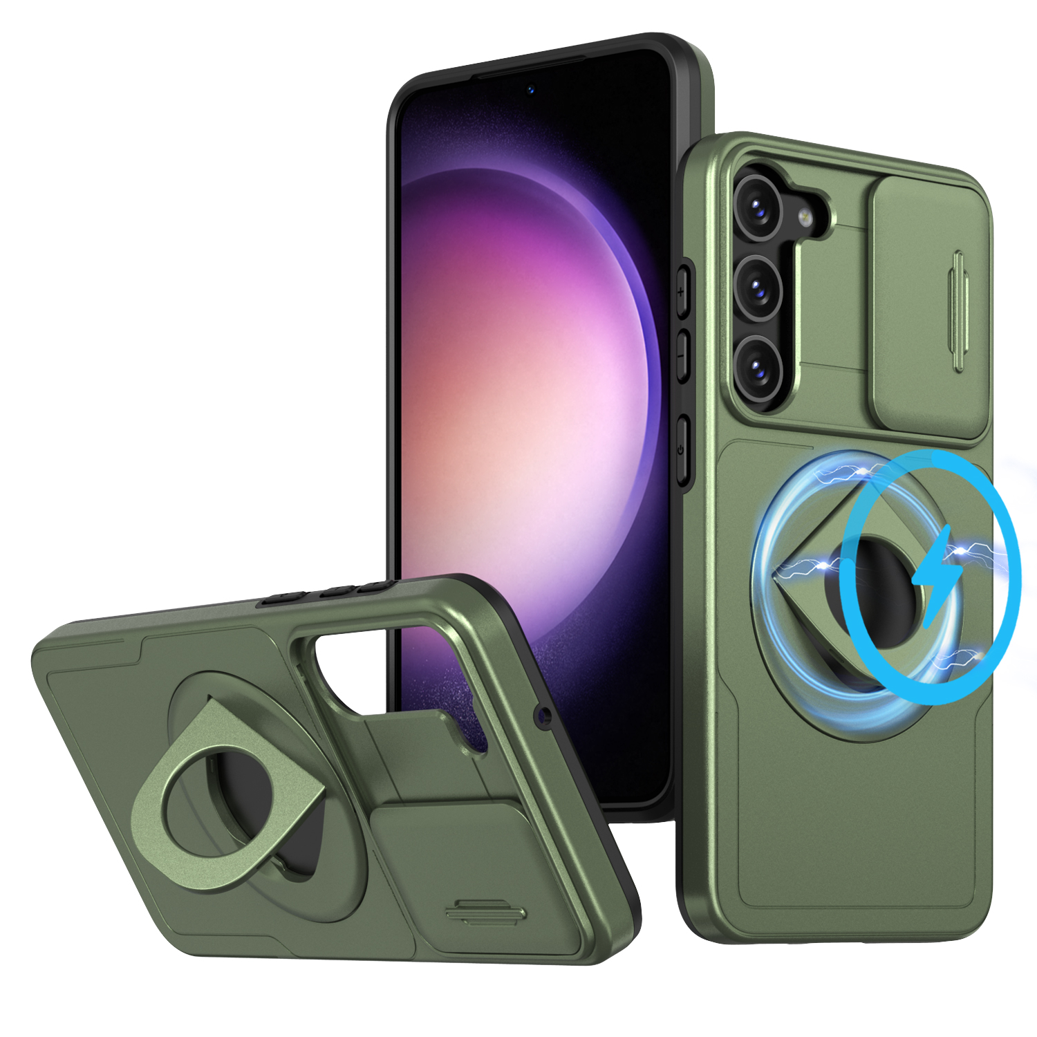 Heavy-duty Magnetic Ring Stand Armored 2-in-1 Case for Samsung Galaxy S23FE