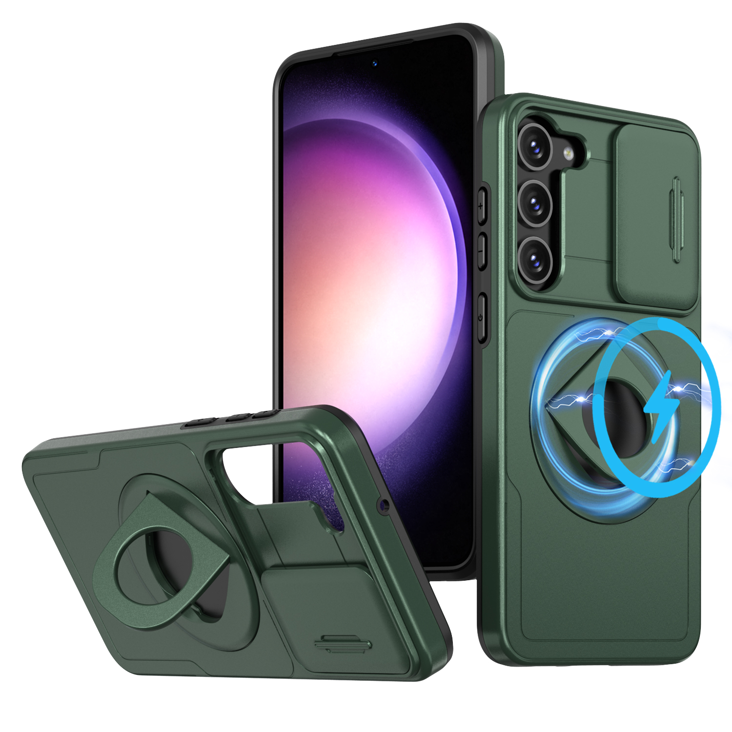 Heavy-duty Magnetic Ring Stand Armored 2-in-1 Case for Samsung Galaxy S23FE