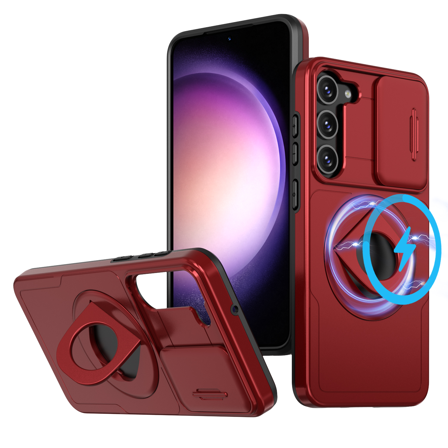 Heavy-duty Magnetic Ring Stand Armored 2-in-1 Case for Samsung Galaxy S23FE