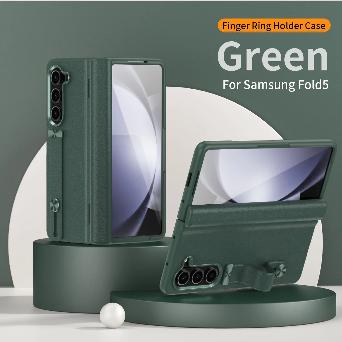 Luxury Leather 3D Wristband Hinged Protective Case With Screen Protector For Samsung Galaxy Z Fold 5/4/3