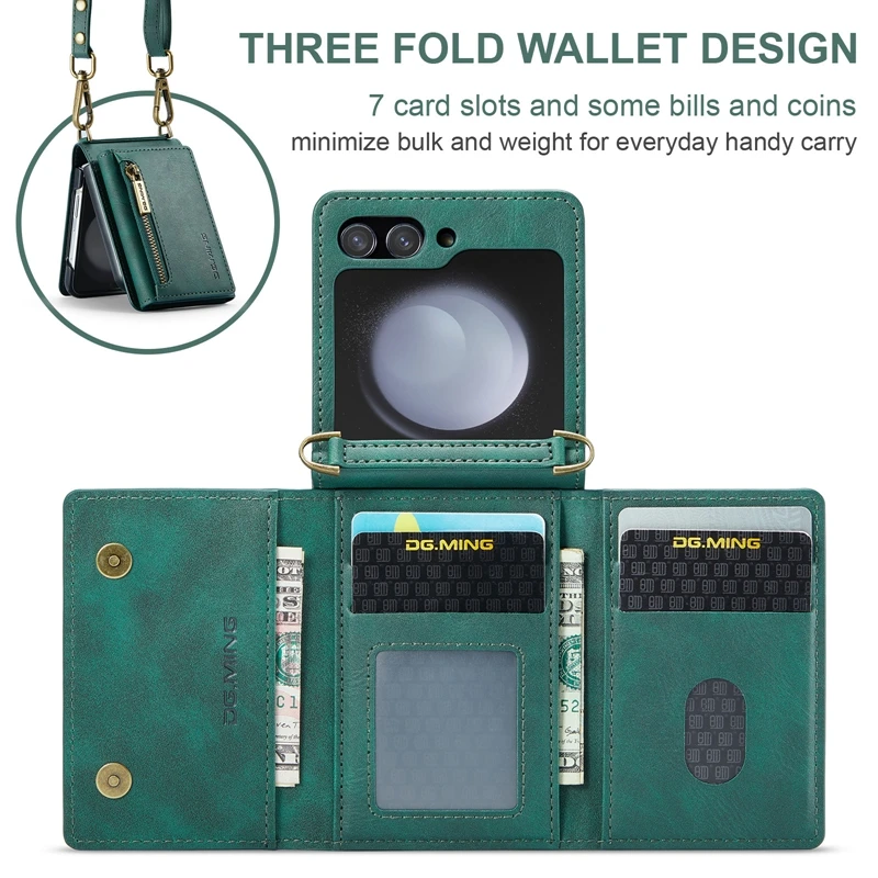2024 New Crossbody Leather Wallet Phone Case For Samsung Galaxy Z Flip 5 With Card Slot