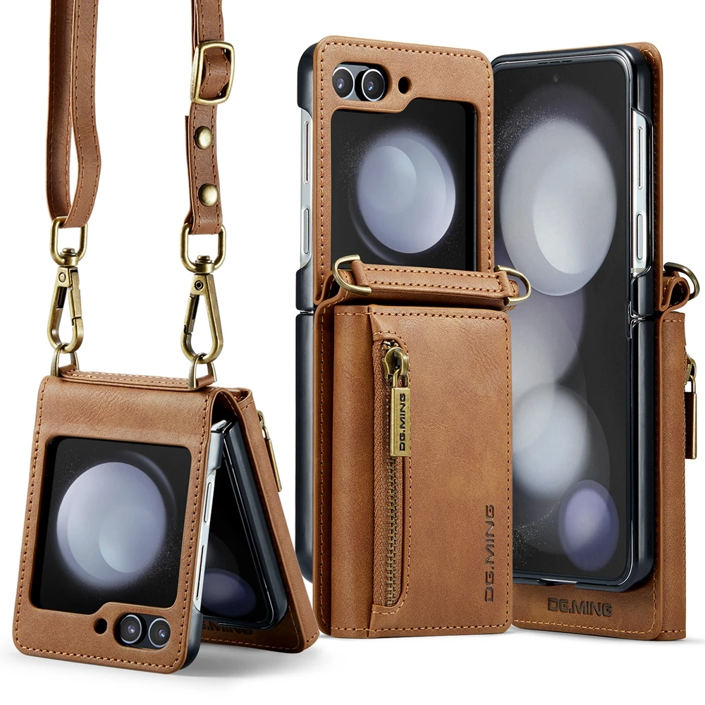 2024 New Crossbody Leather Wallet Phone Case For Samsung Galaxy Z Flip 5 With Card Slot
