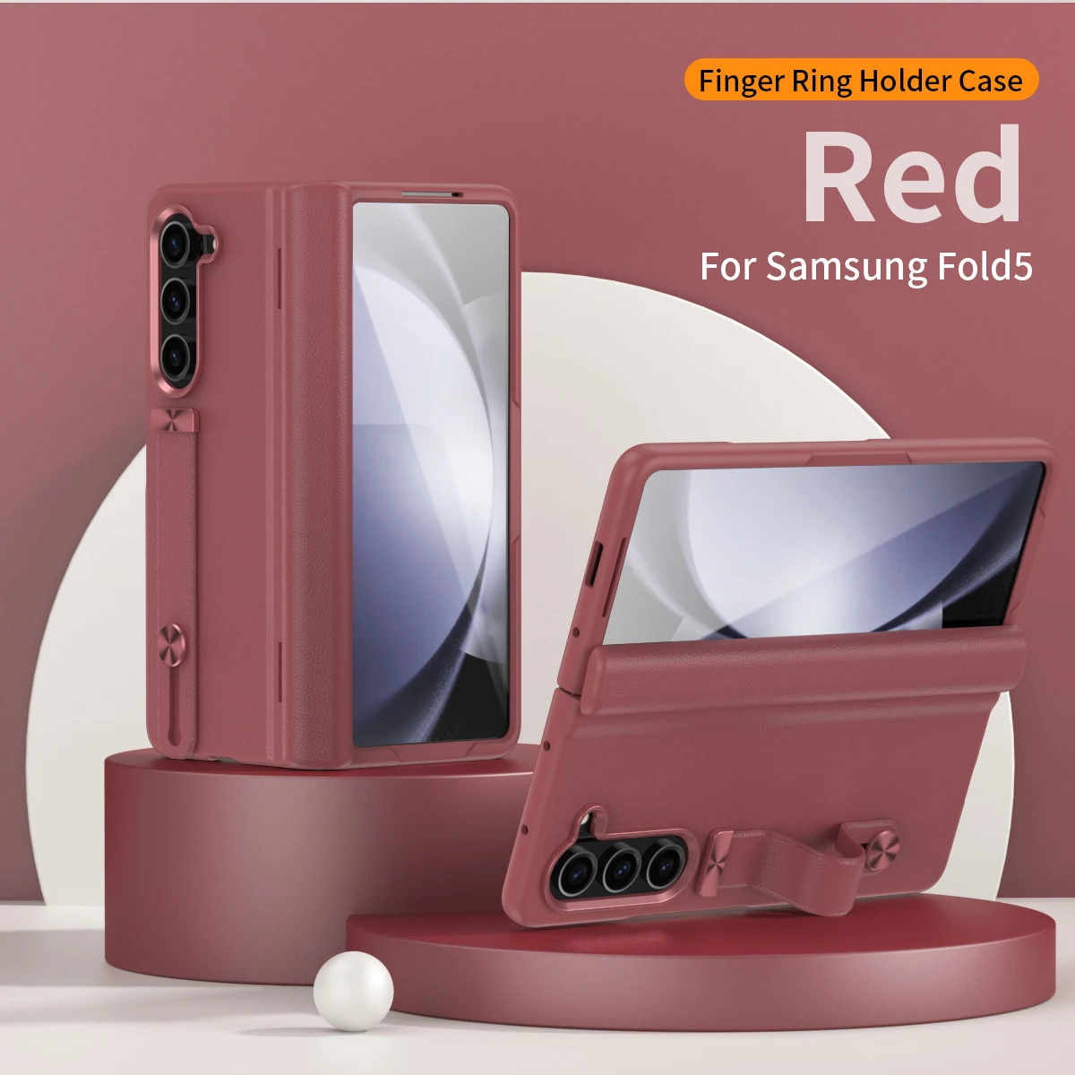 Luxury Leather 3D Wristband Hinged Protective Case With Screen Protector For Samsung Galaxy Z Fold 5/4/3