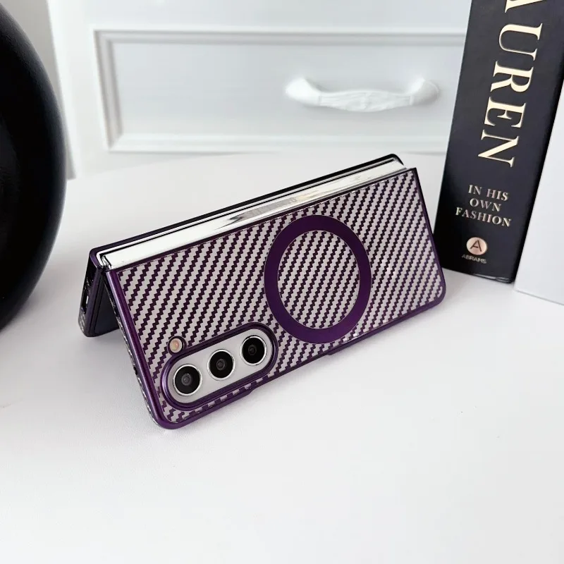 Translucent Carbon Fiber Magnetic Wireless Charging Case For Samsung Galaxy Z Fold 6/5/4/3