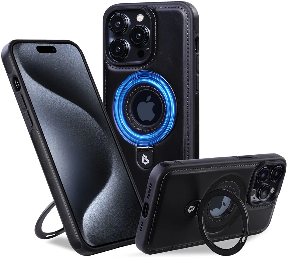 Luxury Magnetic Hidden Stand Ring Wireless Charging For iPhone15 14 13 Series