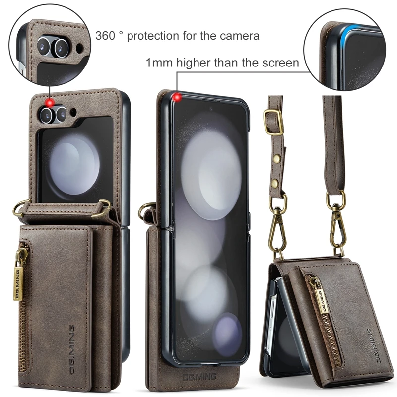 2024 New Crossbody Leather Wallet Phone Case For Samsung Galaxy Z Flip 5 With Card Slot