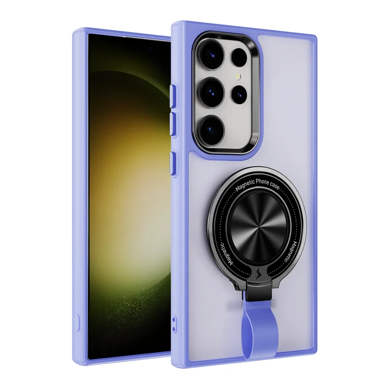 Skin Feel Transparent Finger Holder Strape Case With Magnetic Wireless Charge Support For Samsung Galaxy S24 Ultra Plus