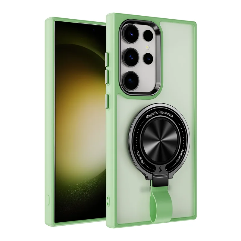 Skin Feel Transparent Finger Holder Strape Case With Magnetic Wireless Charge Support For Samsung Galaxy S24 Ultra Plus