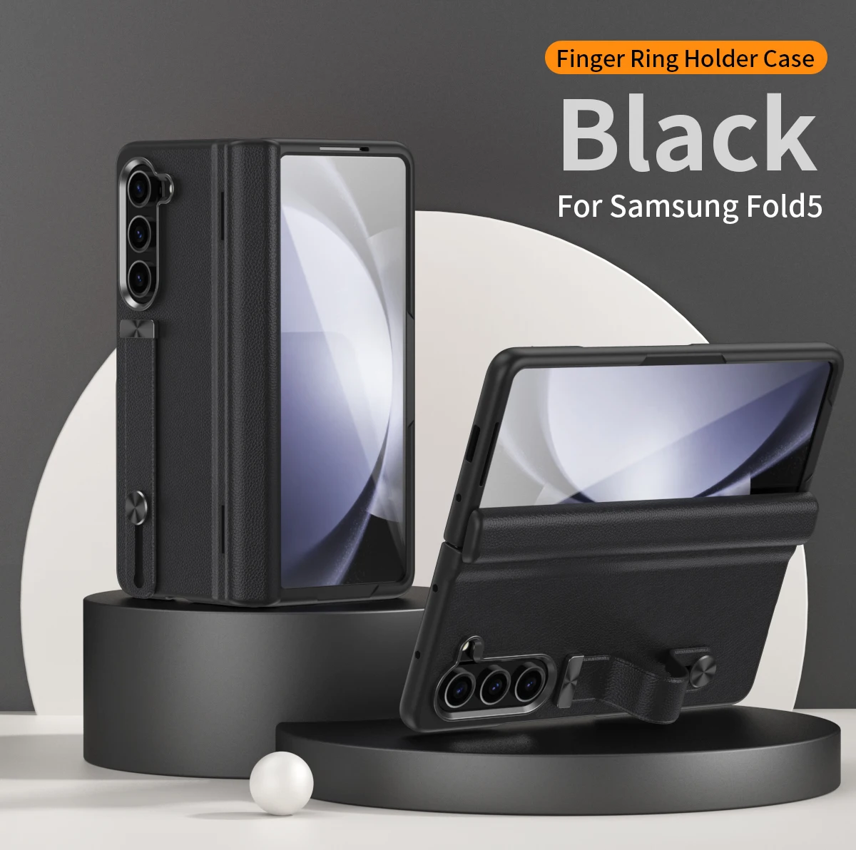 Luxury Leather 3D Wristband Hinged Protective Case With Screen Protector For Samsung Galaxy Z Fold 5/4/3