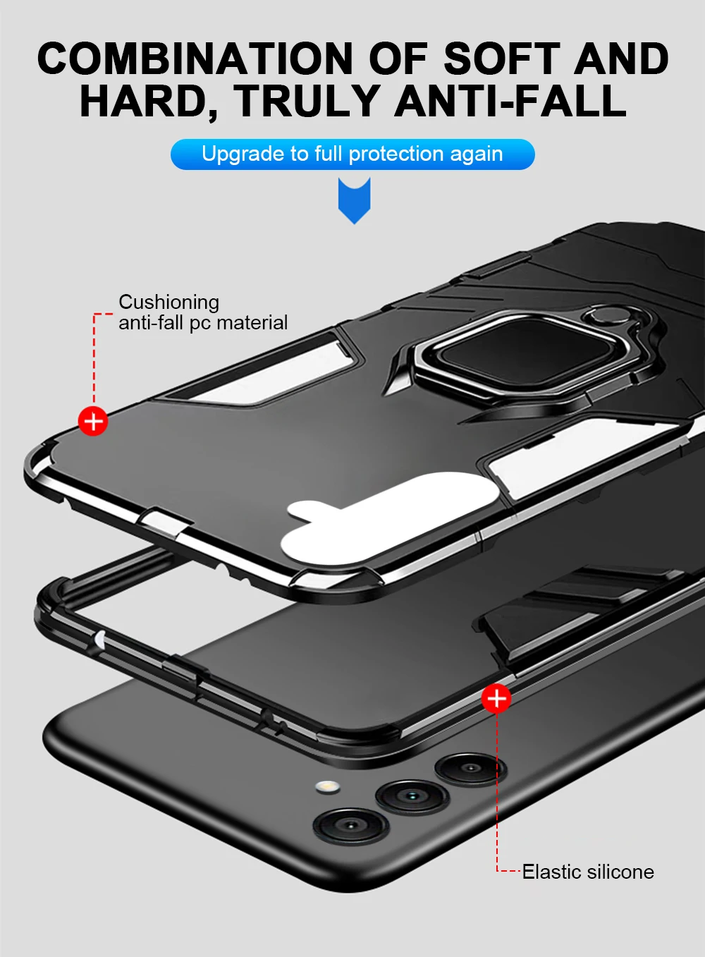 Shockproof Armor Case With Magnetic Ring Holder For Samsung Galaxy A55 A35 A25 A15 