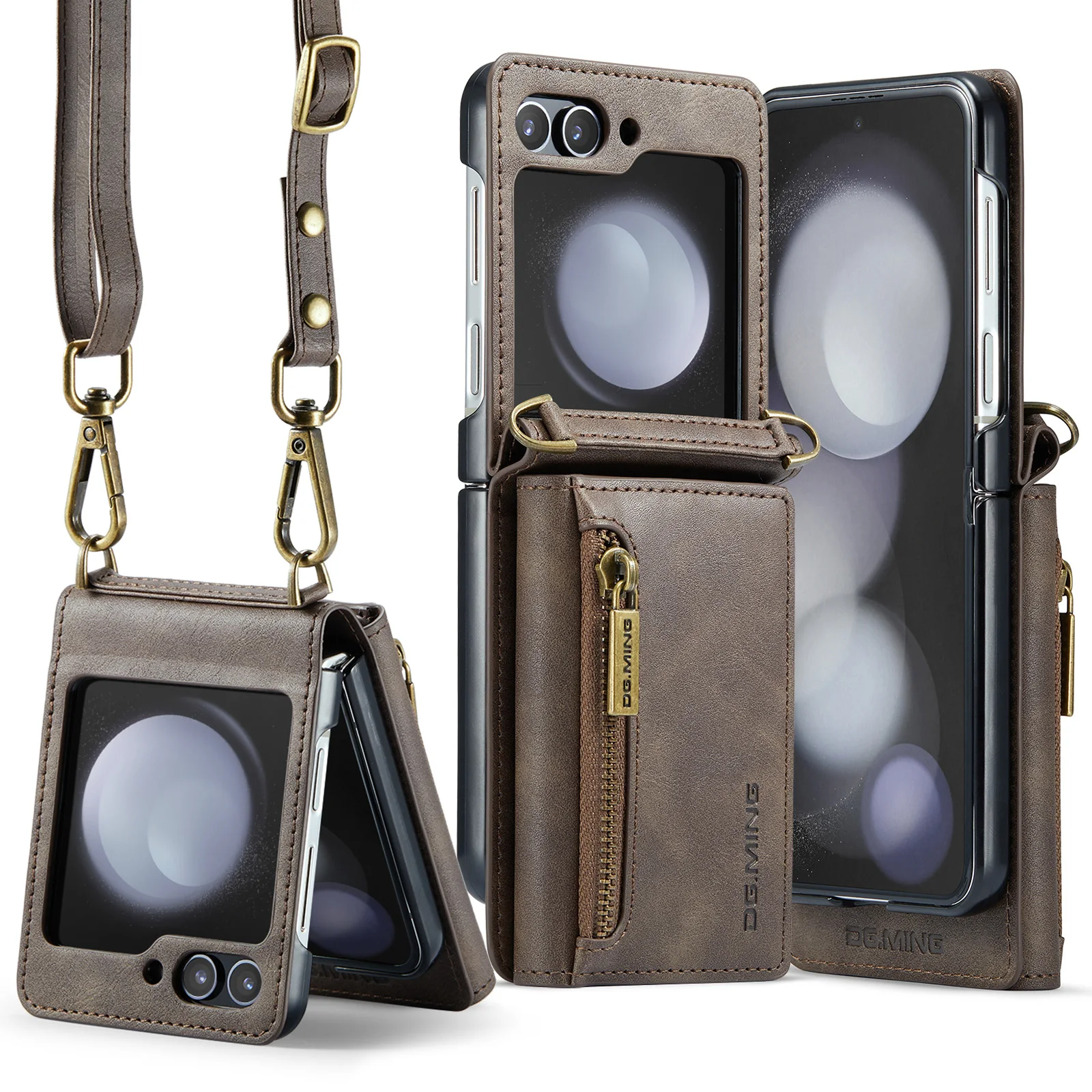 2024 New Crossbody Leather Wallet Phone Case For Samsung Galaxy Z Flip 5 With Card Slot