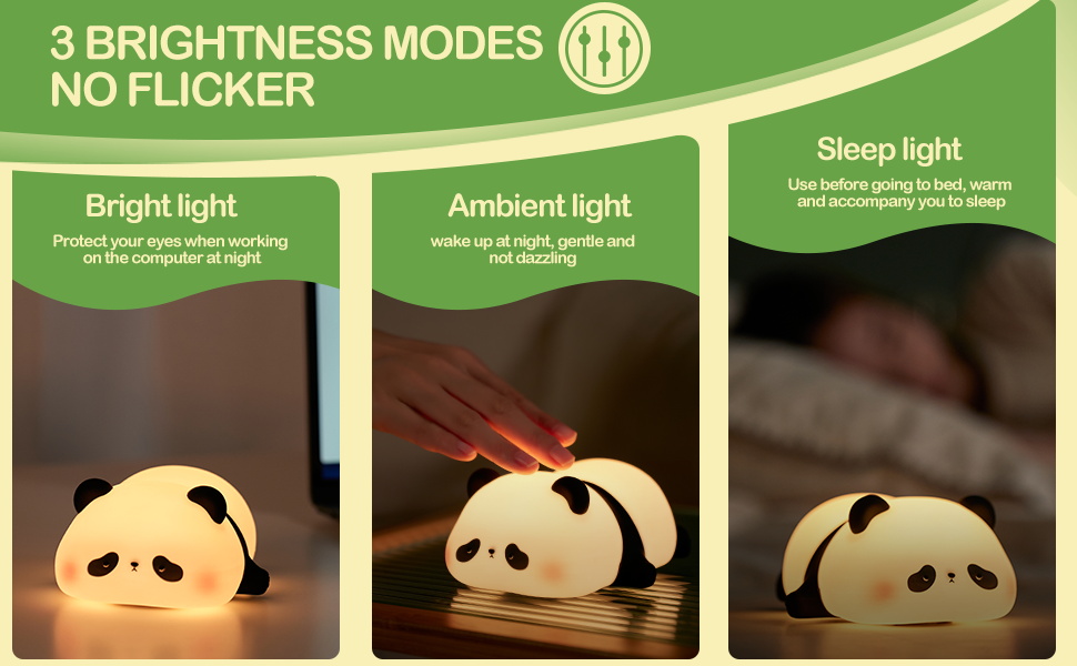 3 brightness modes, no flicker