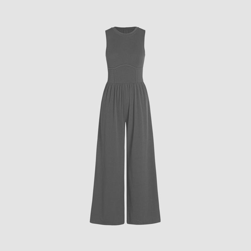 [12 colors, Size 2-26]  Sleeveless Wide Leg Overalls
