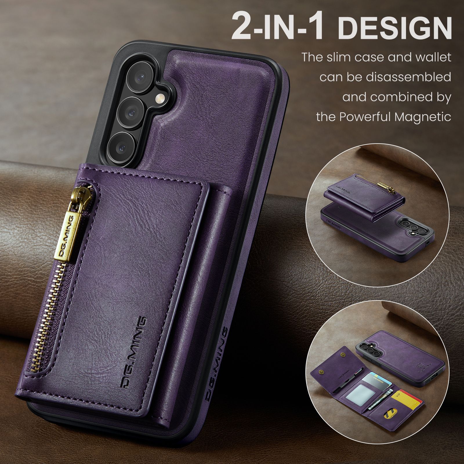 2 In 1 Detachable Magnetic Leather Wallet Phone Case For Samsung Galaxy S23/S24 FE