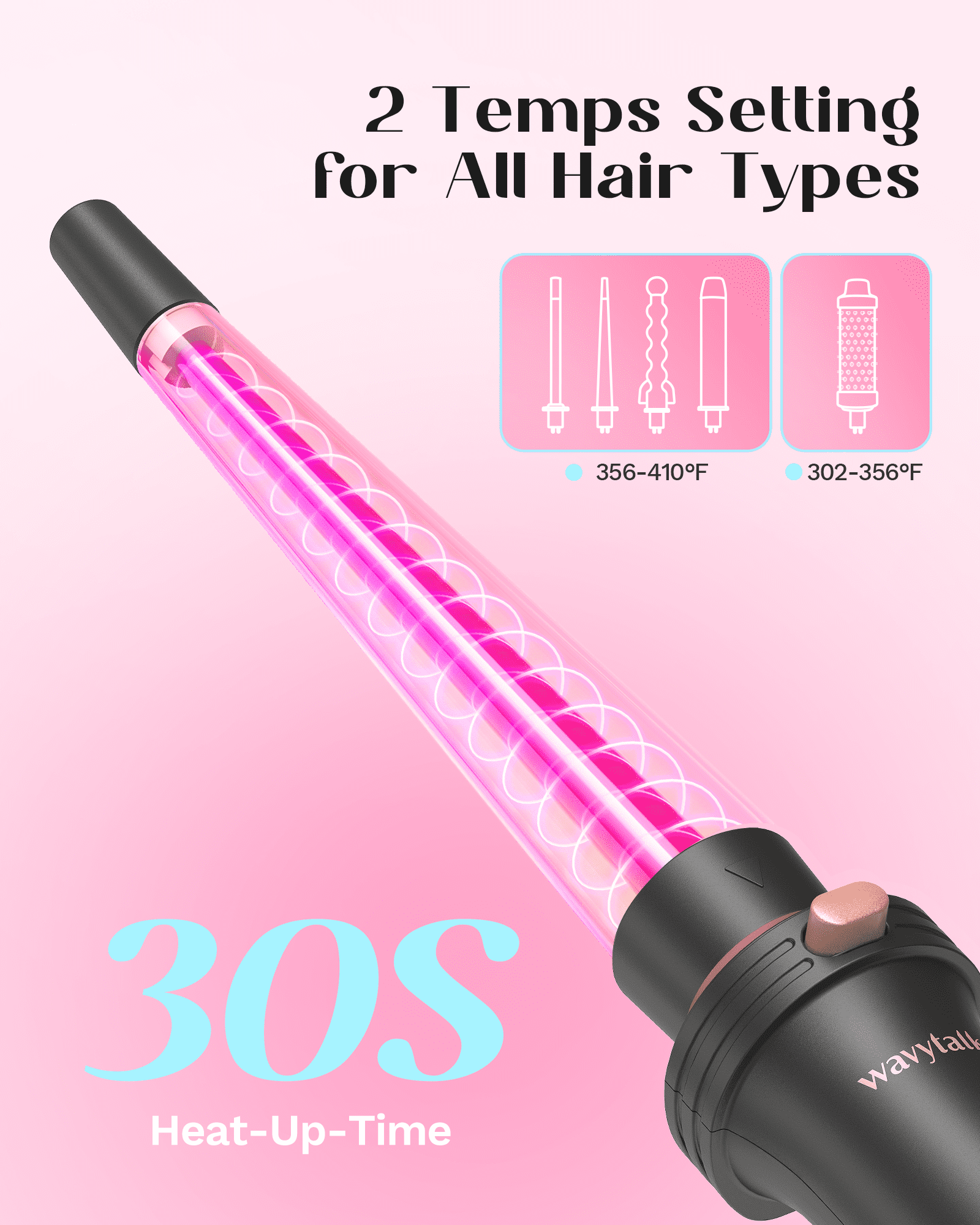 Wavytalk 5 in 1 Curling Iron Set with 1.5inch Thermal Brush, 4 Interchangeable Curling Wand