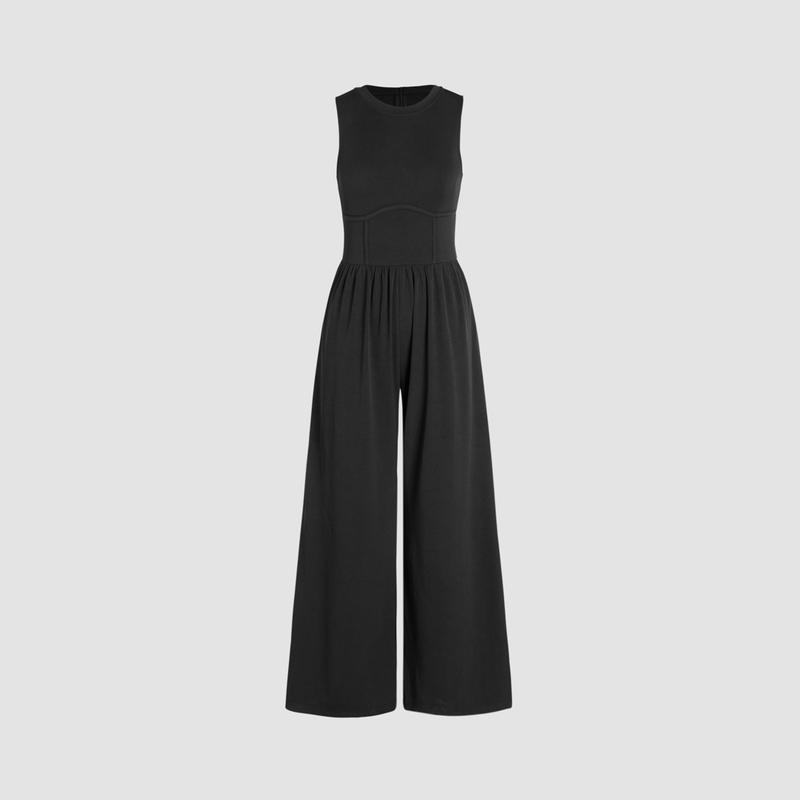 [12 colors, Size 2-26]  Sleeveless Wide Leg Overalls
